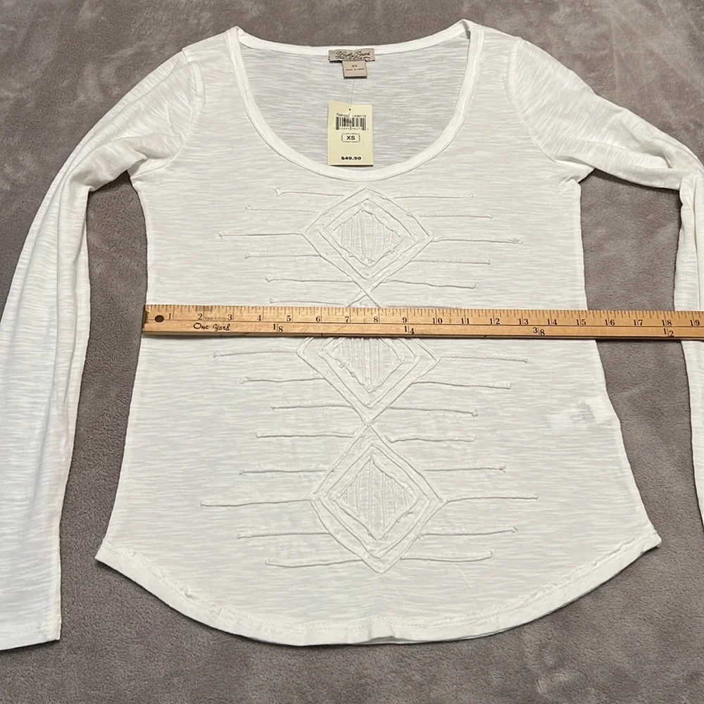 NWT Lucky Brand White Long Sleeve Scoop Neck Tee - Picture 10 of 15